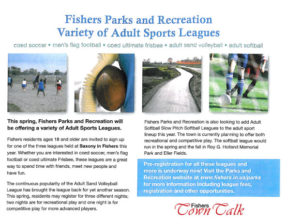 Fishers Parks and Recreation Variety of Adult Sports Leagues